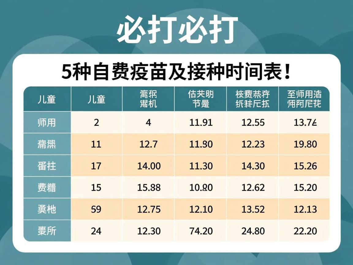 儿童必打5种自费疫苗及接种时间表