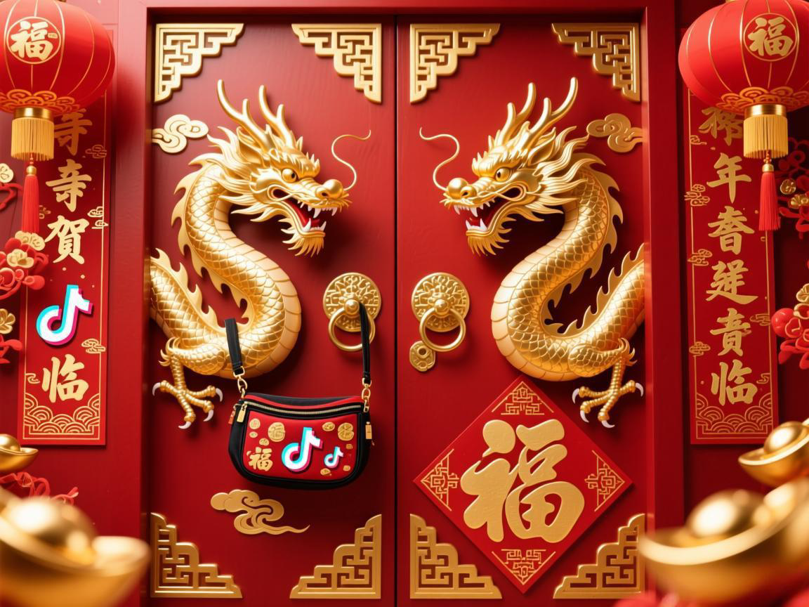 金龙敲门腰包满 抖音贺岁福临门