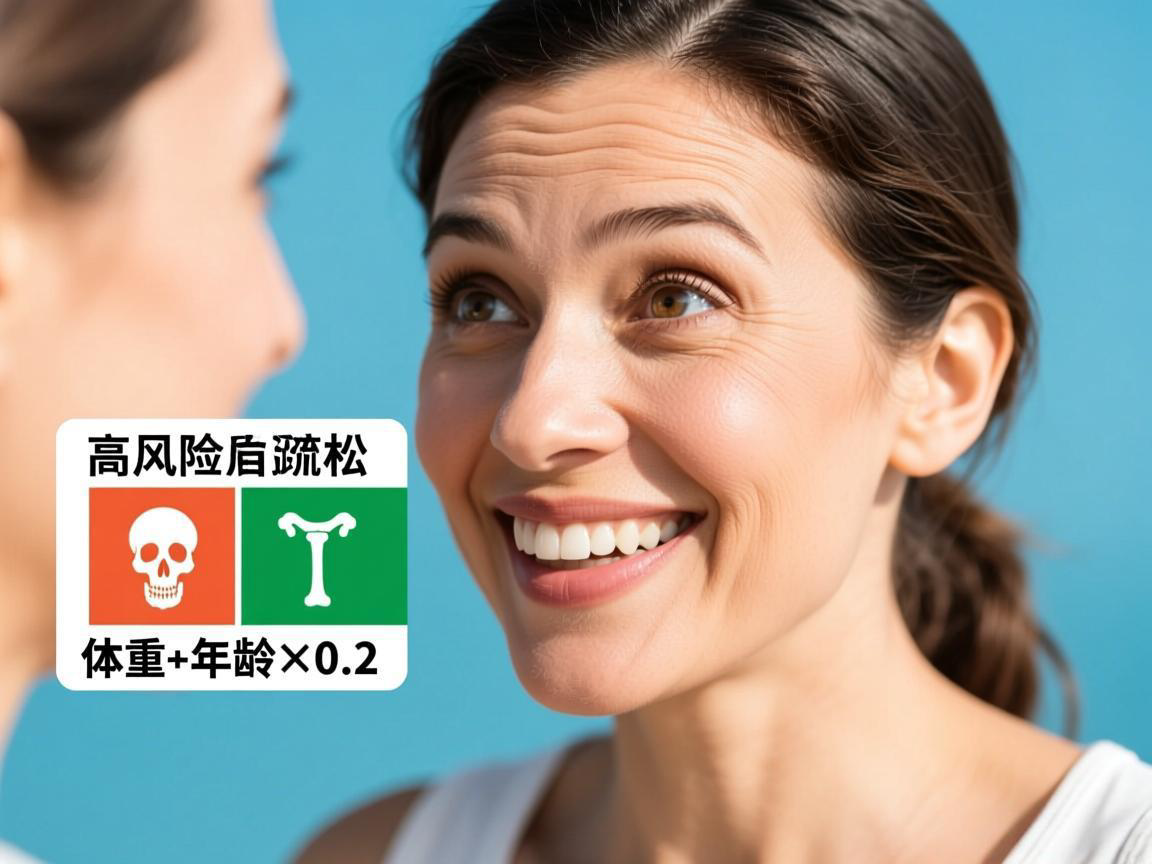 骨质疏松高风险自测公式：体重-年龄×0.2