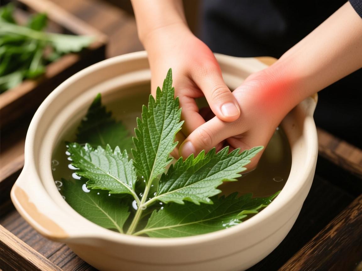 几片艾叶煮水缓解全身疼痛